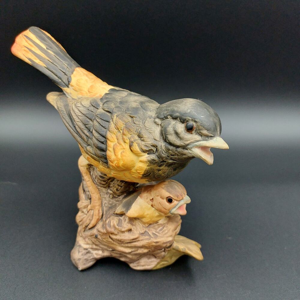 Vintage UCTCI Japan Ceramic Oriole Bird Figurine Hand Painted Porcelain Statue
